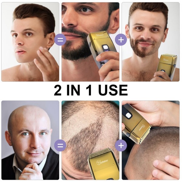 Genopladelig hår skæg elektrisk barbermaskine til mænd kraftig elektrisk  barberkniv hoved skaldet barbering maskine 73ac | Fyndiq