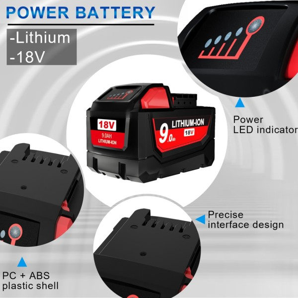 18V For Milwaukee M18 Batteri M18B6 XC 7.0 Ah Li-Ion 48-11-1860 48-11-1852 Eller Oplader