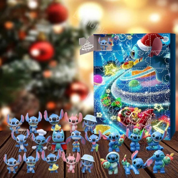 Jul Stitch Advent Kalender Legetøj Disney Blind Kasse Lilo Stitch Juguetes Noel Dekoration