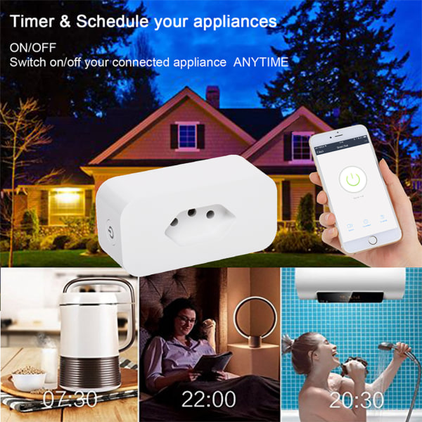 Standard WiFi Smart Stik med Strøm Monitor, Smart Life APP Smart Socket Voice Work