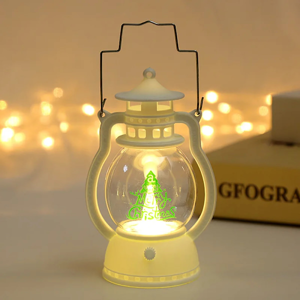 Jul Dekoration Hängande LED Retro Lantern Ljus Liten Olje Lampa Tomten Natt Ljus