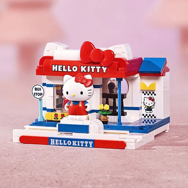 Sanrio Anime Hello Kitty Pochacco Cinnamoroll Pompompurin Kuromi House Bilding Blocks Bricks