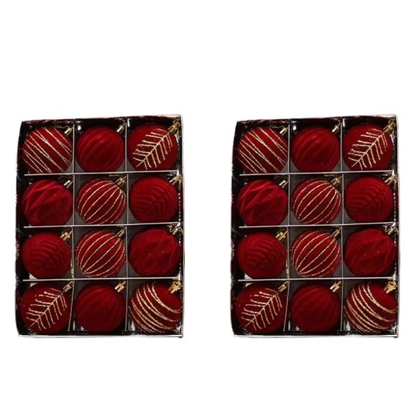 16 stykker 6cm Vin Rød Jule Kugle Ornamenter