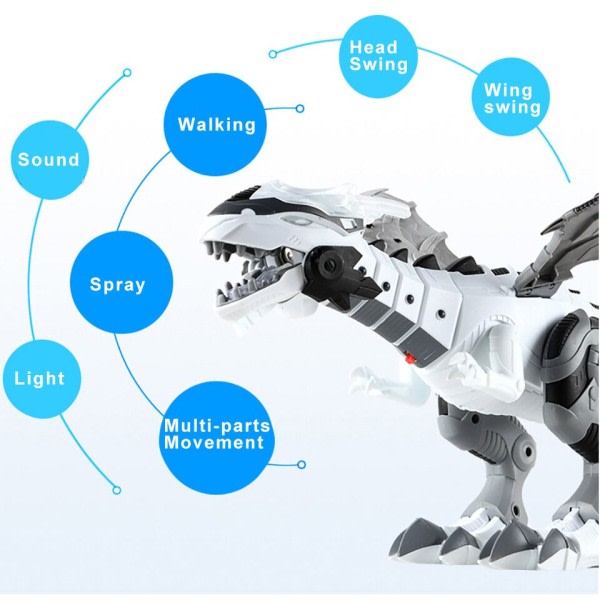 Hvid Spray Elektrisk Mekanisk Dinosaur Legetøj Intelligent Dragon Model Pterosaurs Dinosaur World Legetøj