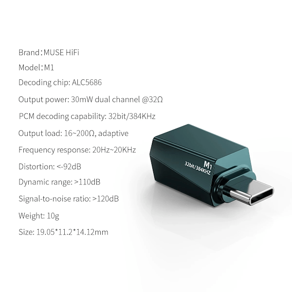 Typ-C till 3,5 mm Avkodning Amp/DAC 384kHz/32bit  Ljud Adapter Chip applicera till 7HZ Tidlös