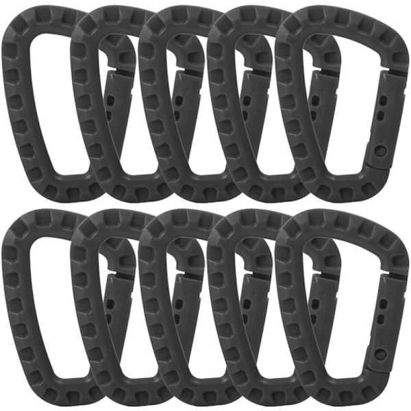 10 stykker Taktisk Ryggsekk Spenne Rask Taktisk Karabinkrok Plast Krok D Shape Mosqueton EDC Gear for Utendørs Camping Tilbehør