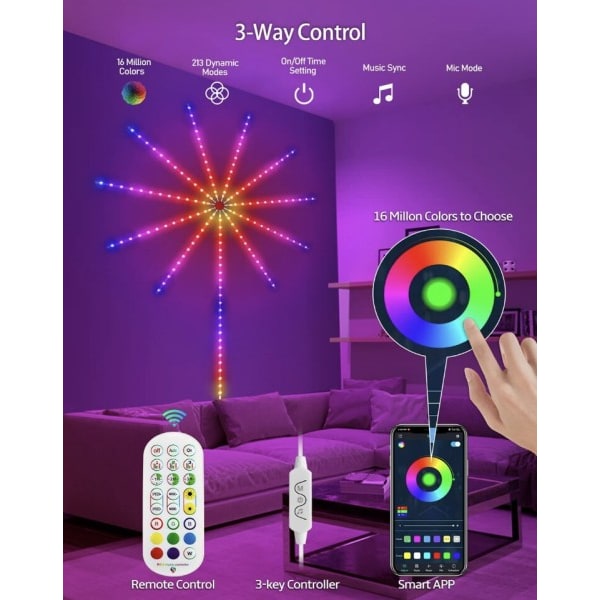 Smart Fyrværkeri LED Lys RGB Drømme Farve til soveværelse App Kontrol Jule gave