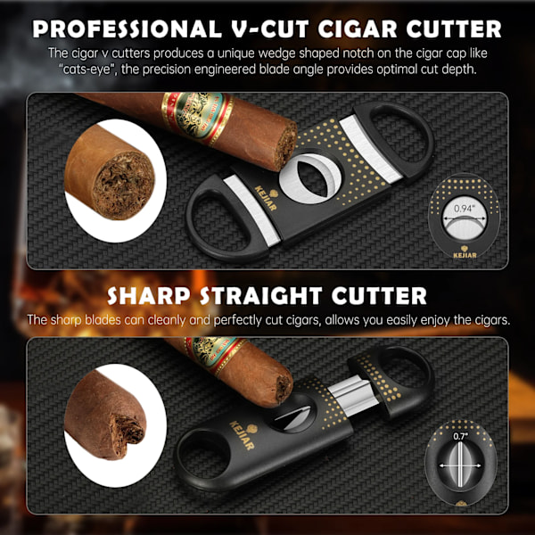 Bärbar cigarr humidor fodral med V kutter,Sraight cigarr stans, luftfuktare paket