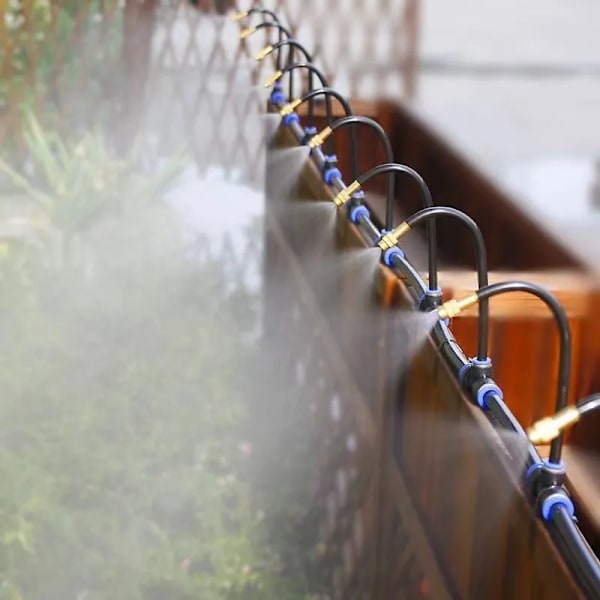 15 meter universell atomisering sprinkler automatisk vattning kit 5M/10M med 20cm roterande koppar munstycke balkong regnskog spray