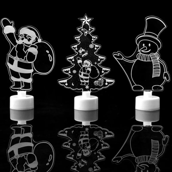 LED jul pynt natt lys blinker jul nissen snømann jul tre lys lampe