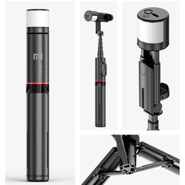 Selfie Stick Teleskop Stång Telefon Stativ Mobil Ställ Bluetooth Stativ Stativ med Fjärrkontroll Ring Light