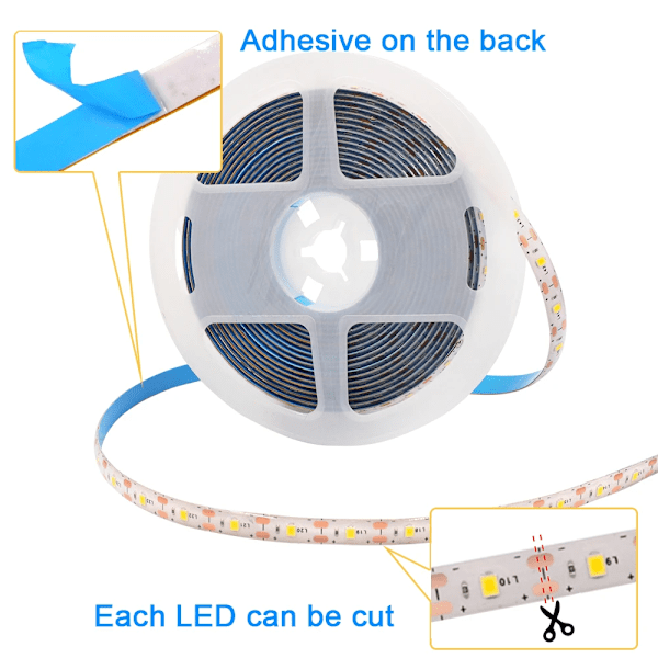 5V USB LED Strip Ljus Batteri Ström SMD 60LED 5m Warm Ribbon Cabinet Lights