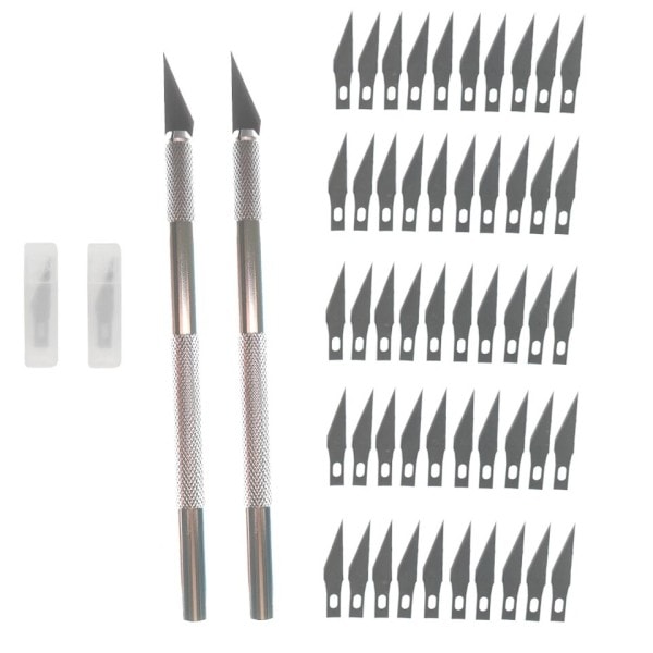 Gravering Halkfri Metal Skalpell Kniv Kit + 50/20/10/5st #11 Blad Kutter Hantverk Kniv