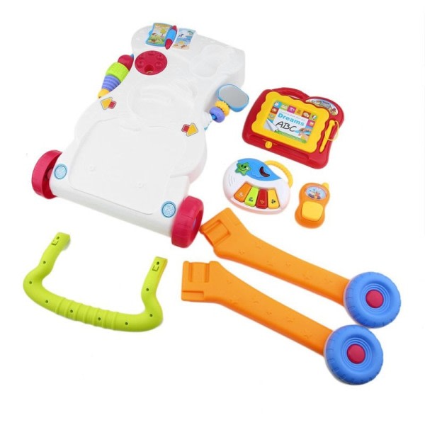Baby Walker Toddler Trolley Sitt-to-Stand ABS Musical Walker med justerbar skruv