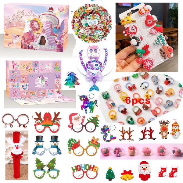 Jul advent kalender æske prinsesse foregive makeup sæt smykker sødt enhjørning legetøj