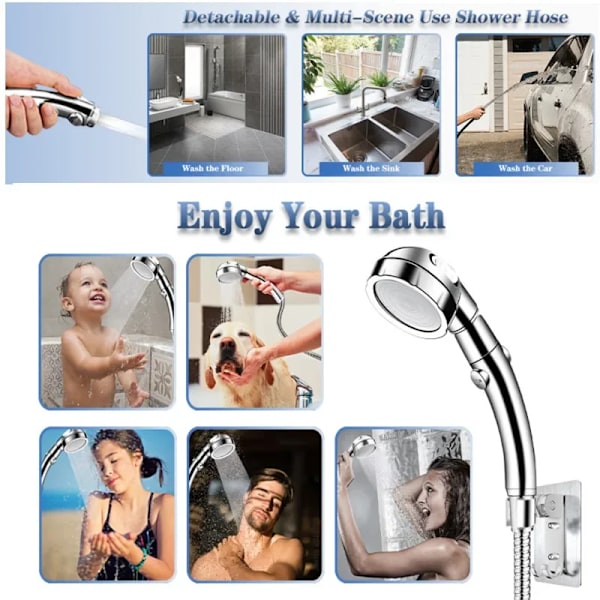1Set Universal 3 Modes Justerbar Bad Duschhuvud