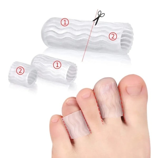 2 stycken Silicon Hammare Finger Tå Protector Separator Hallux Valgus Korrektor Pedikyr Remover Smärtlindring Fot vård Verktyg