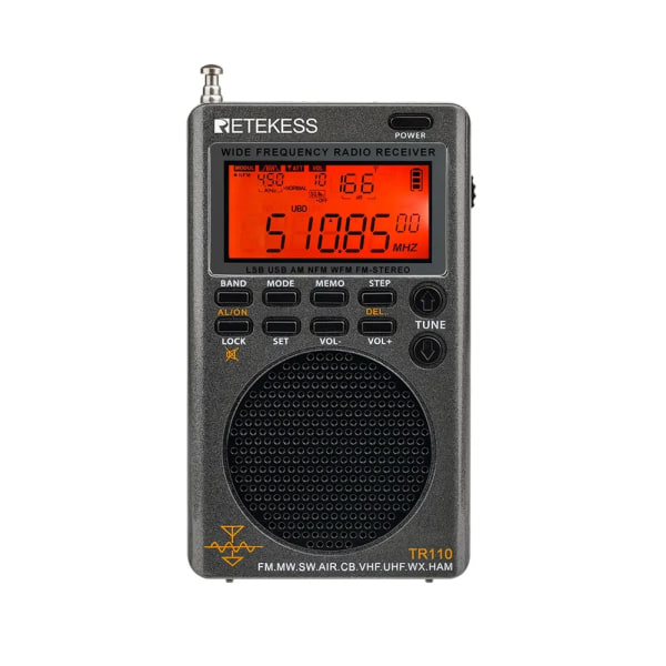 Reteness TR110 Portabel SSB Shortwave Radio FM MW SW LSB AIR CB VHF UHF Full Band NOAA Alert Digital Radio Receiver for Outdoor