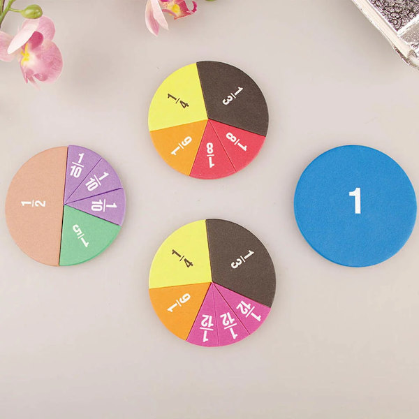 51 bitar Bråk Matte Undervisning Verktyg EVA Rund Form Instrument Barn Montessori Tidig Utbildning Matematik Utveckling STEM leksak