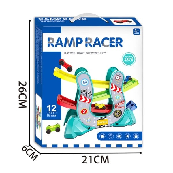 Svæveflyvning biler rampe racer biler racer bane bil 4 niveauer zig zag rampe bil racing legetøj køretøjer