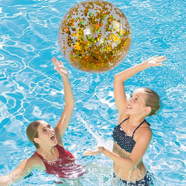 40cm Uppblåsbar Glitter Beach Ball Sommar Vatten Lek Paljetter Bolar Utomhus Sim Pooler Fest leksaker