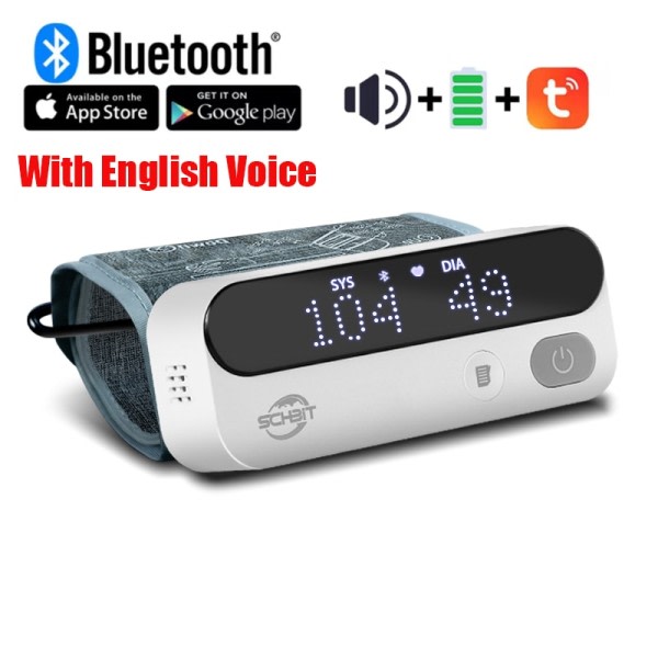 Bluetooth Voice Opladbar Lang Tid Bruk Medisinsk Blod trykk monitor