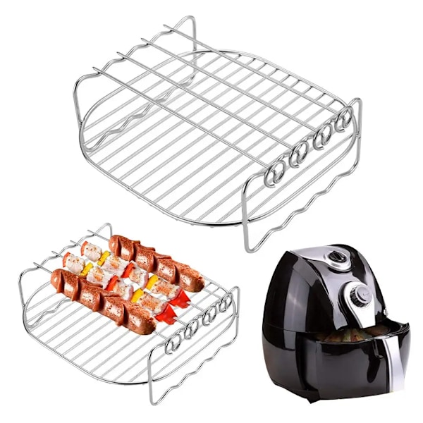Bakning plåt spett luft fritös rostfritt stål hållare grill ställ dubbeldäck hem