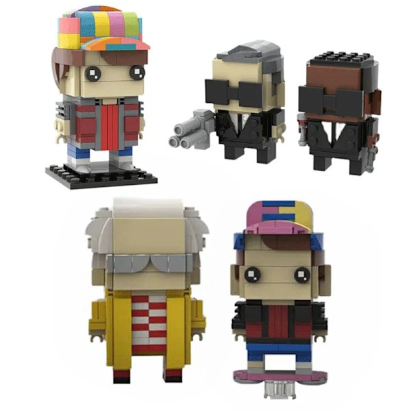 MOC tilbage til Den fremtidige læge Brown martyed Brickheadz Building Blocks set film action figurer