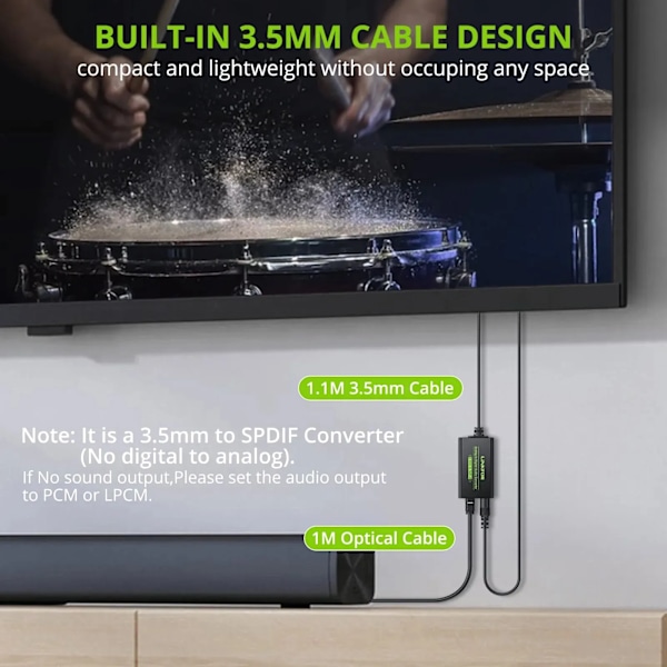 3,5 mm til SPDIF konverter AUX til digital koaksial toslink optisk lyd adapter