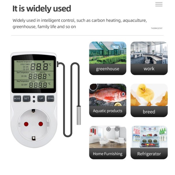 Timer Socket Digital Termostat 220v Temperatur Kontroller Køling Opvarmning Temperatur Sensor