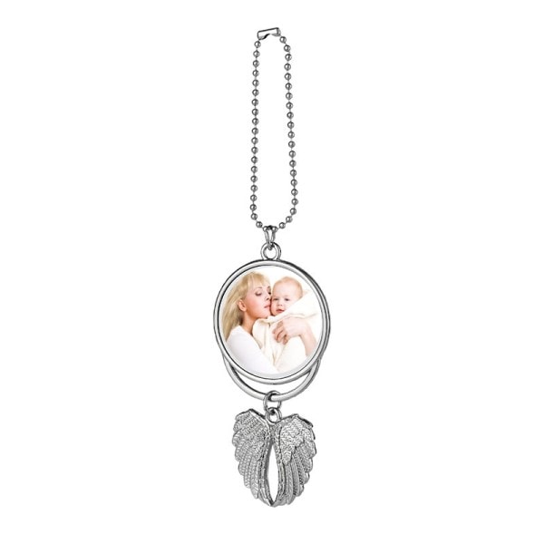 Sublimering Blanks Bil Hänge Ängel Vinge Rearview Spegel Dekoration Hängande Charm Ornament