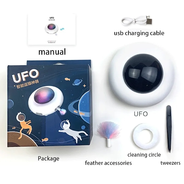 Husdjur Svängskiva Fångande Träning Leksaker USB Laddning Katt Teaser Utbytbar Fjäder Interaktiv Auto Katt Toy Smart Teaser
