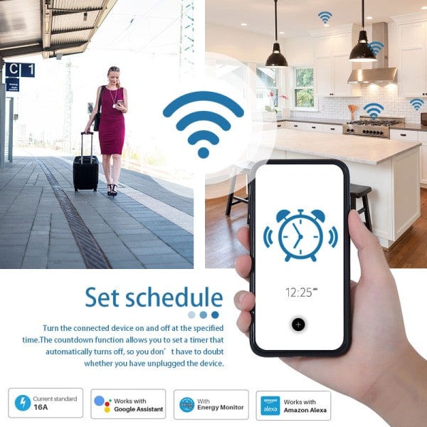 Smart Socket Med Strøm Overvågning Timing Funktion Stemme Kontrol