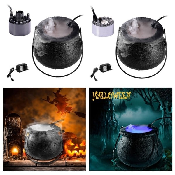 Halloween savu kone LED kostutin sumu sumu muovi väri muuttava noita potti