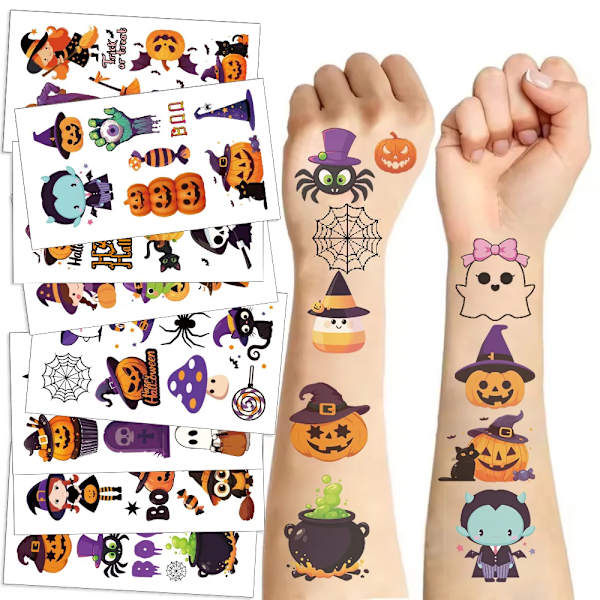 10 ark halloween gresskar tatovering klistremerke midlertidig falsk tatovering