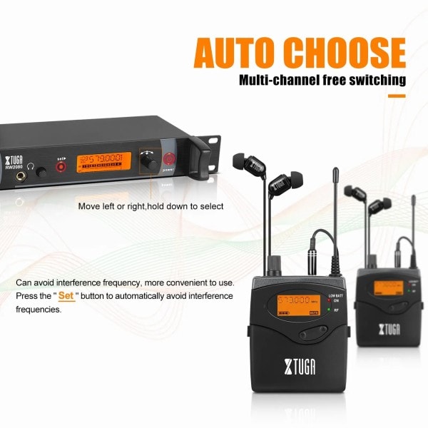 RW2080 Hel Metal Trådlöst In Ear Monitor System med Dual Channels Fyra Bodypack Monitoring och Hörlurar Används För Scen