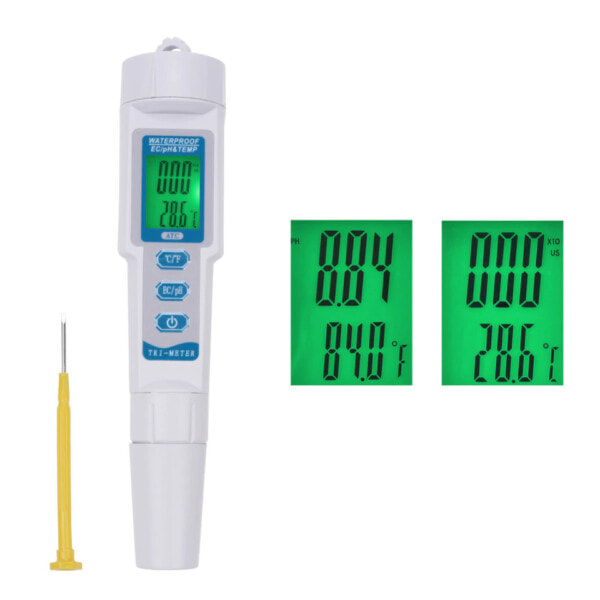 Tre-i-en Vand Kvalitet Tester Pen Baggrundsbelysning Digital Ph meter