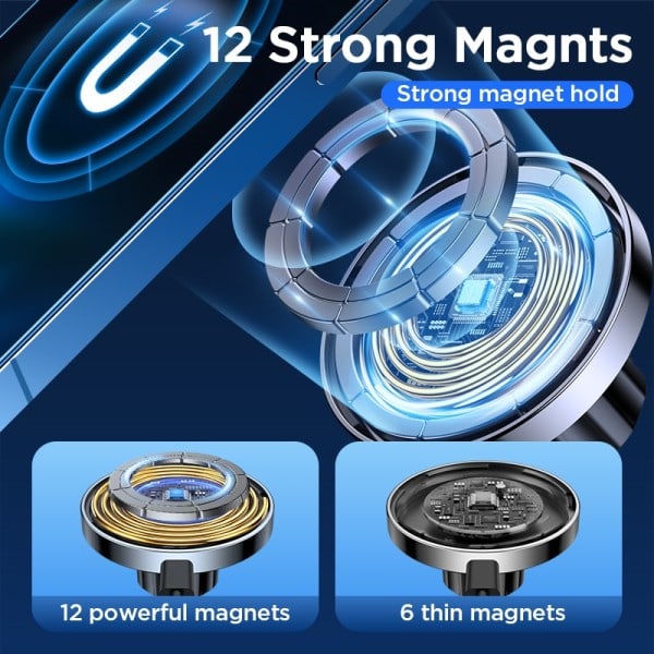 15W Qi magneetti auto puhelimen pidike langaton laturi iPhonelle 14 13 12 sarja nopea ilma tuuletin lataus