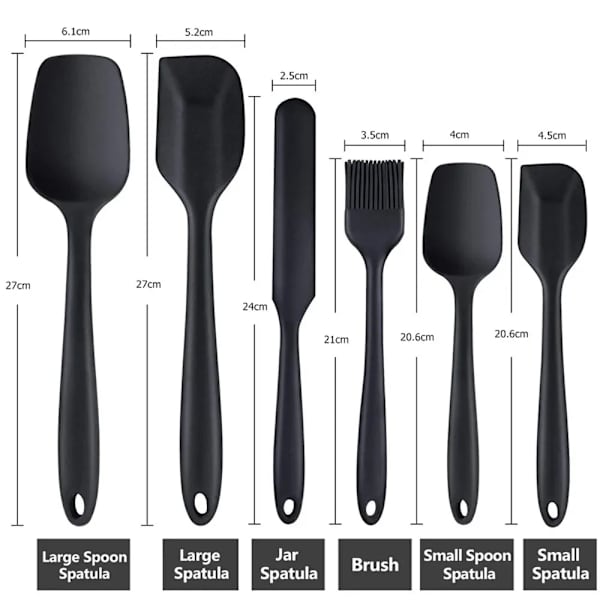 6 bitar Silicon Spatula Set Mat Grad Non Stick Värmebeständig Spatulas Turner