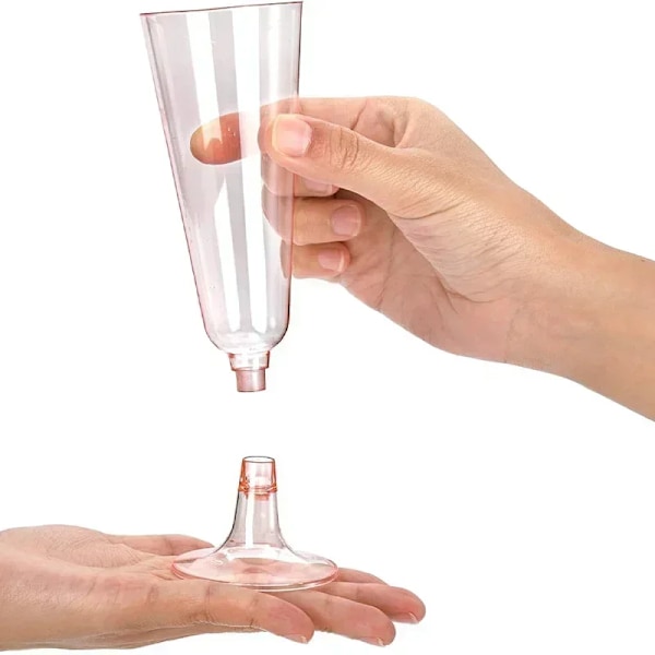 25 stykker 150ml Plastik Champagne Fløjter Engangs Mousserende Bar Kopper Klar Pink Ristning Kop