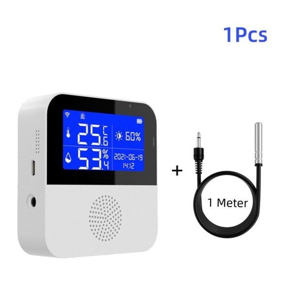 WiFi Temperatur Fugtighed Sensor LCD Skærm Smart Life Fjernbetjening Monitor Indendørs Termometer Hygrometer