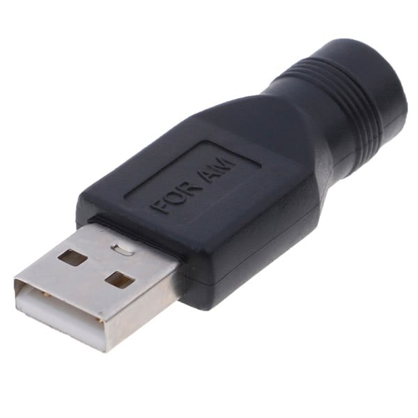 2 stk Sort USB Hun Til 5,5mm X 2,1mm Hun DC Strøm Konverter Oplader Adapter