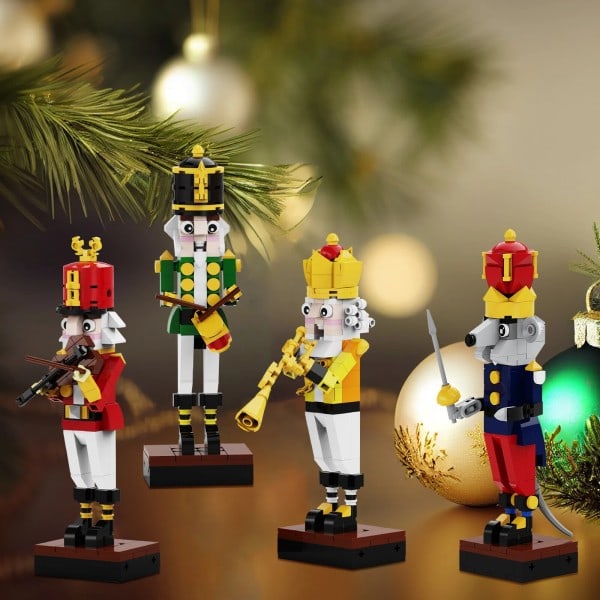 Jul Nötknäppare Byggnad Kloss Set Kung Trompetare Soldat Trummis Riddare Figurer Klossar Leksak