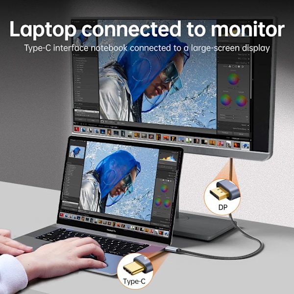 Tyyppi C DP 1.4 kaapeli 8K60Hz USB C DisplayPort johto