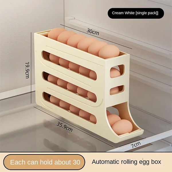 Automatisk rullning Ägg ställ hållare förvaring box ägg korg mat behållare ägg fodral hållare kylskåp förvaring arrangör