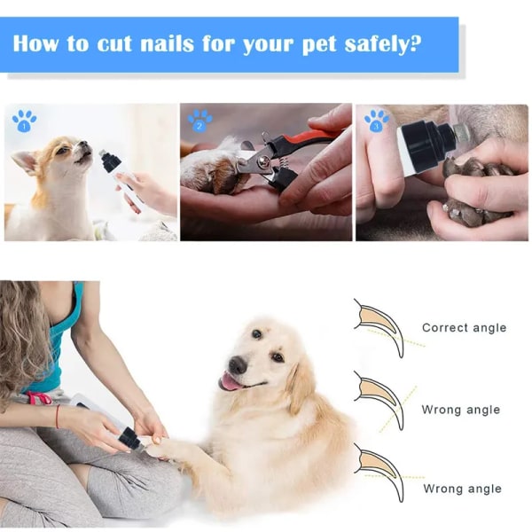 Smärtfri USB laddning Hund Nagel Slipmaskiner Uppladdningsbara Husdjur Nagelklippare