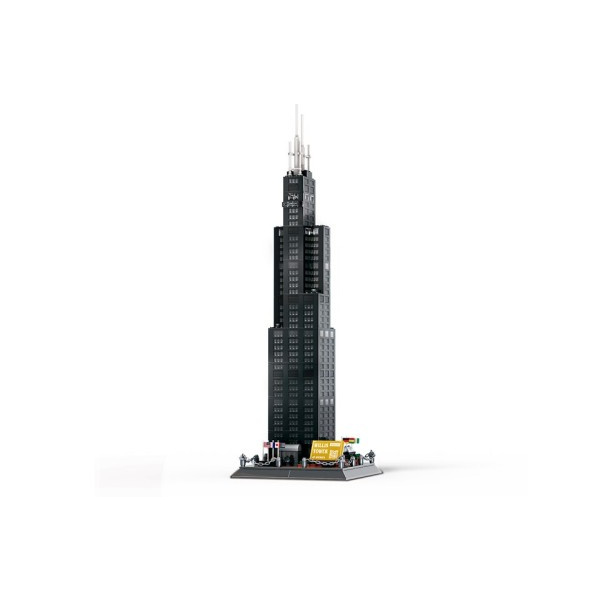 By gade udsigt berømt arkitektur Willis Tower Chicago Bygning Klodse mursten Bygning legetøj