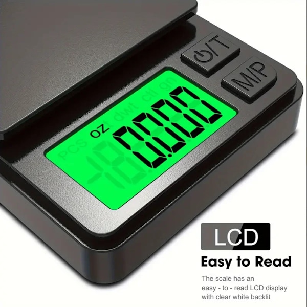 Fick Våg 1000g X 0,01g - Digital Bakgrundsbelyst LCD Mini Våg