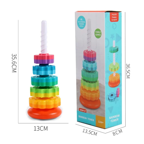 Pinottava lelu lapsille pyörivä Rainbow Gears taapero Montessori koulutus aistilelu