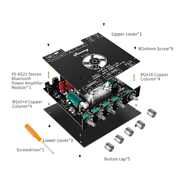 YS-AS21 2*220W+350W 2.1 Channel BT Digital Power Amplifier Board TPA3251 AMP Subwoofer Diskant Bas Tone Audio APP